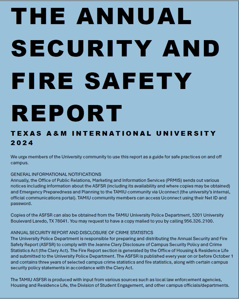 Annual Security and Fire Safety 2023 Report cover