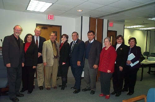 Texas A&M International University's Alternative Certification Program was approved at the State Board of Educator Certification Meeting recently. Attending the event were, left to right: Dr. Bill Wale, SBEC; Diana Rodriguez, TAMIU ACP coordinator; Dr. Ronald Kettler, SBEC interim executive director; Dr. Ramon Alaniz, TAMIU chair Special Populations; Ms. Rebecca Sharp, SBEC official; Dr. Humberto Gonzalez, dean, College of Education; Dr. Juan Lira, chair, Curriculum and Instruction; Dr. Cathy Guerra, certification officer; Carla Rivera, UISD human resources administration; Dolores Campos, LISD human resources administration.