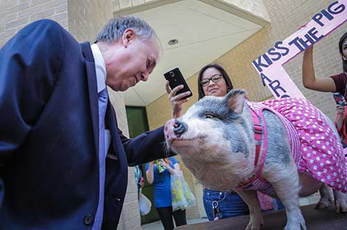 Dr. Sears and piglet.