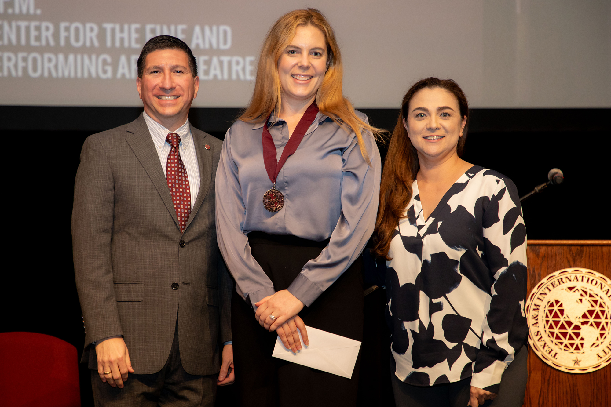 The Distinguished Teacher Award was presented to Dr. Kaitlyn Chacón, TAMIU assistant professor of English, College of Arts and Sciences, Department of Humanities