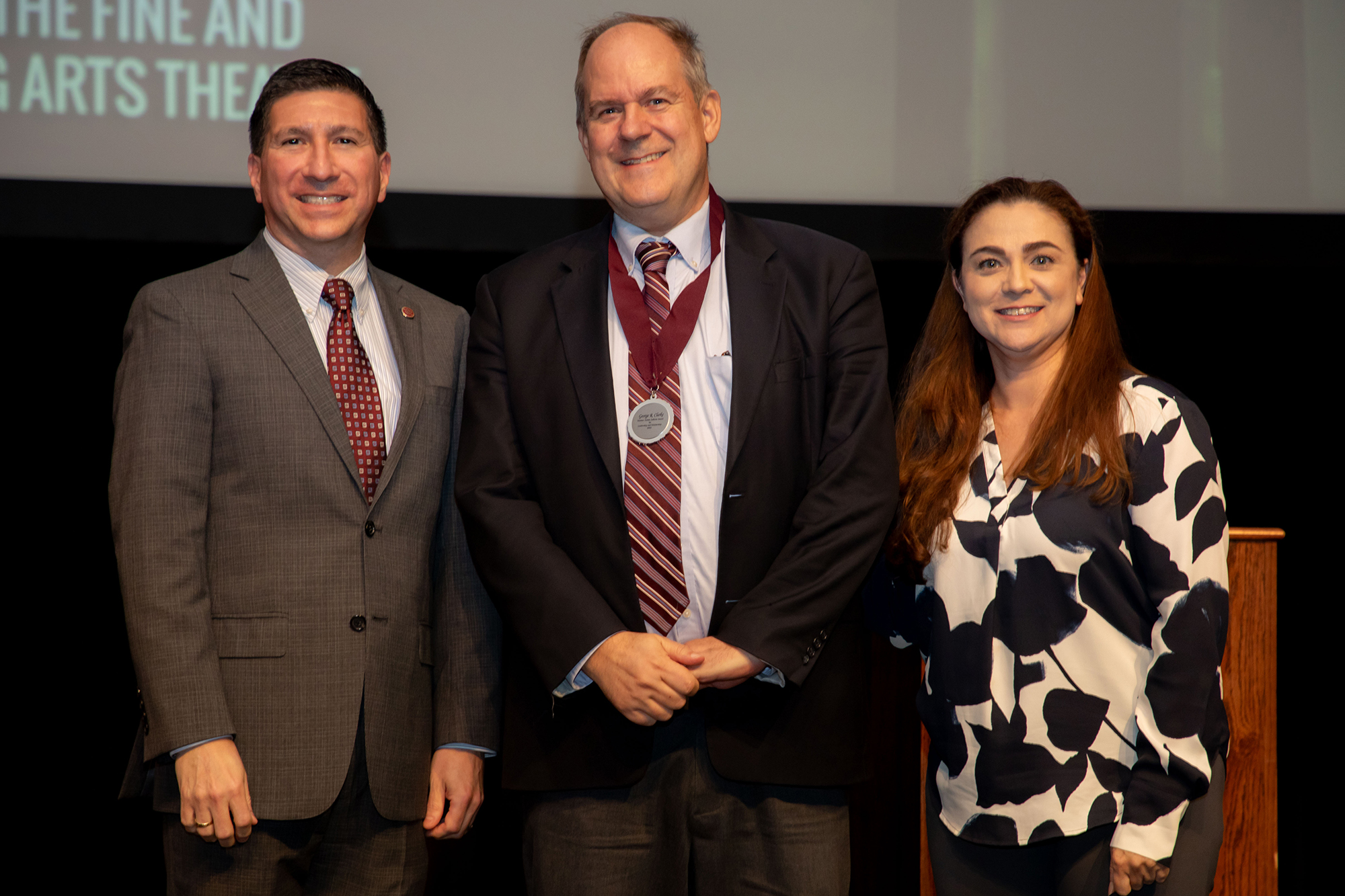 Dr. George R. Clarke, TAMIU Distinguished Professor and Director of the Center for the Study of Western Hemispheric Trade was this year’s Senator Judith Zaffirini Medal for Scholarship and Leadership recipient