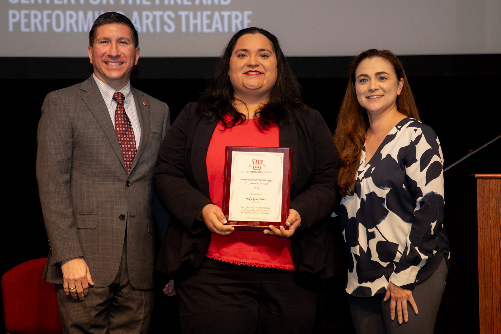 The Instructional Technology Excellence Award was awarded to Judith Gutiérrez, lecturer in Mathematics, College of Arts and Sciences, Department of Mathematics and Physics