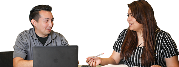 two individuals, a male and female, participating in a tutoring session